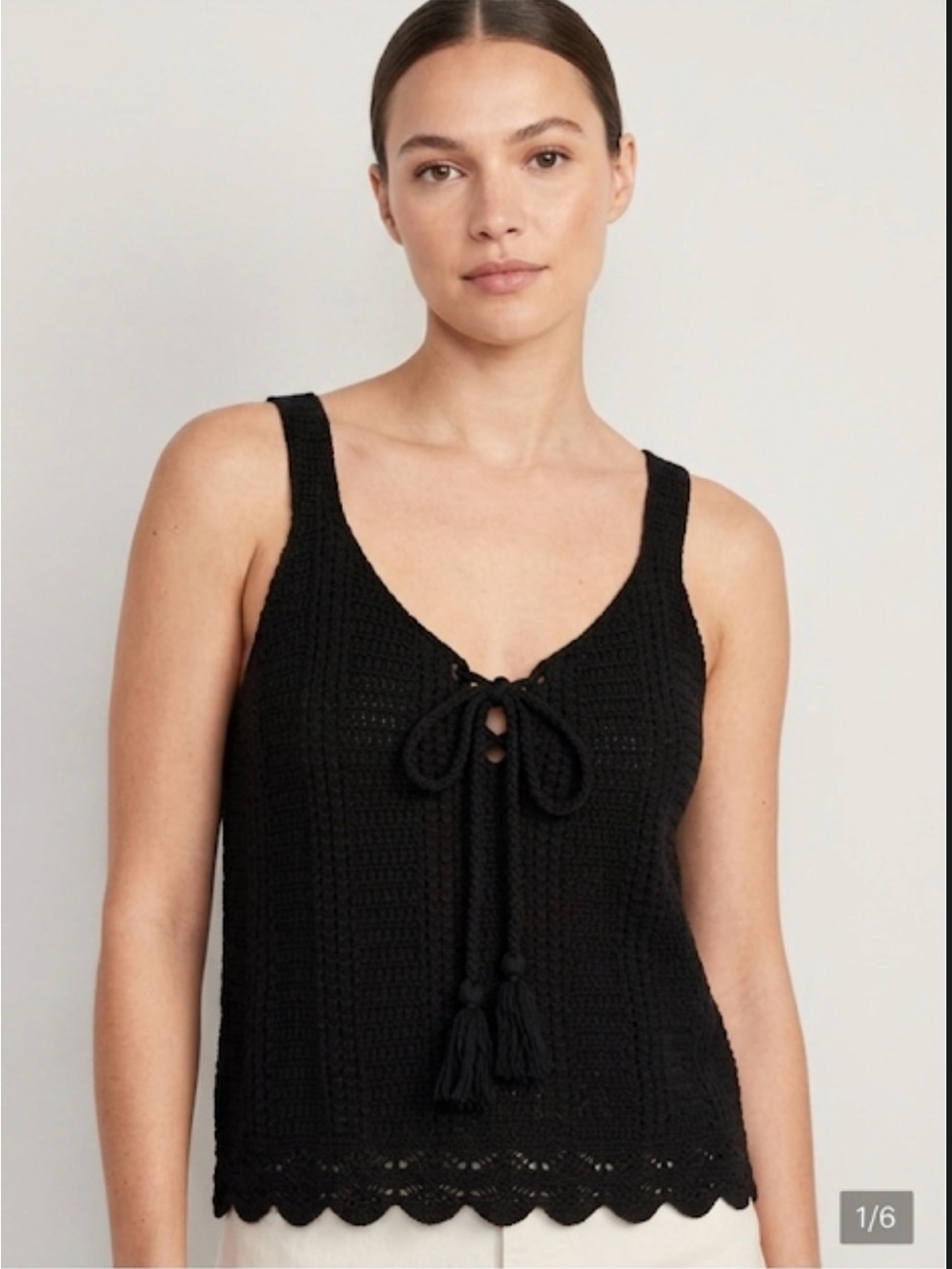 Old Navy Black Crochet Tie-Front Tank